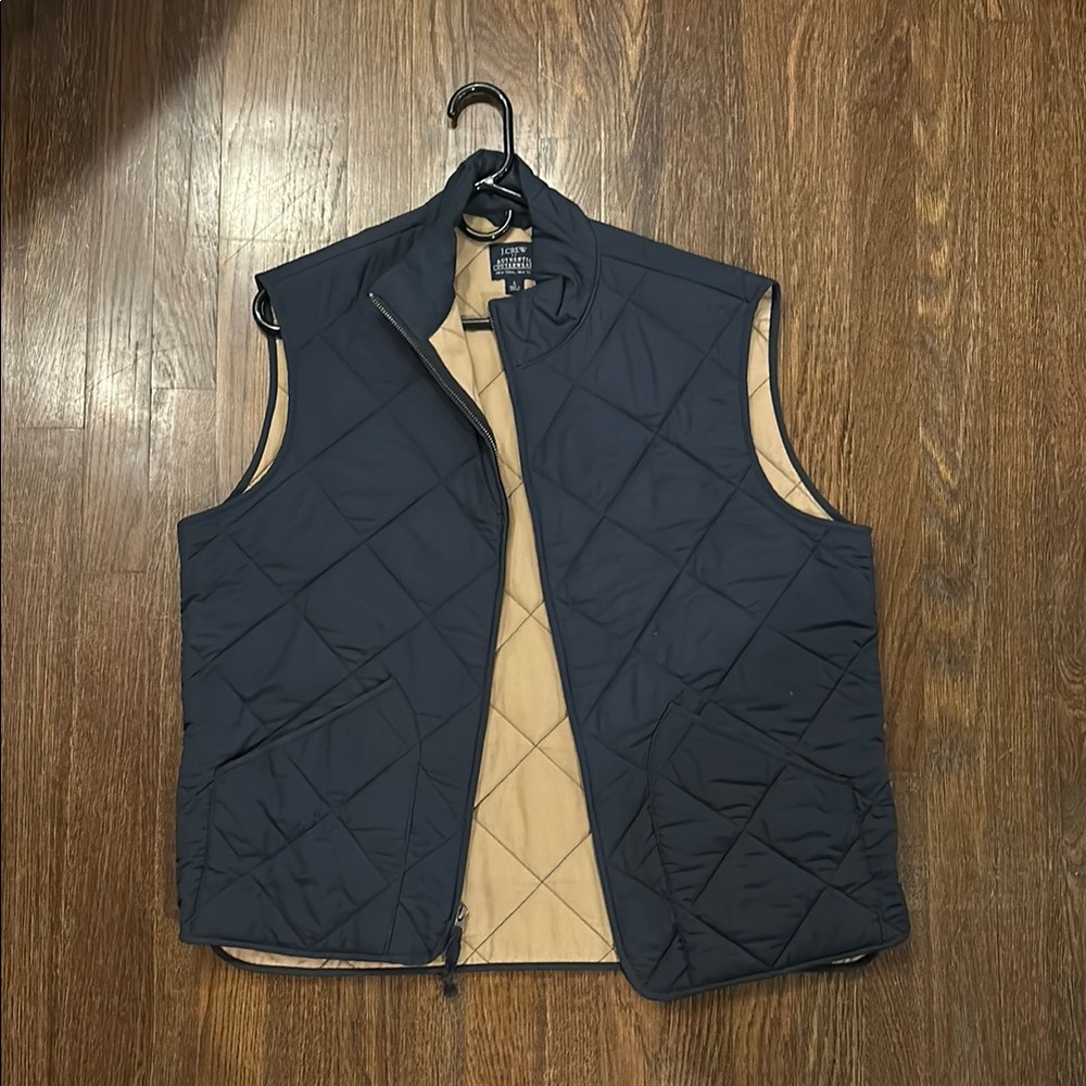 Navy Quilted Vest with Tan Lining